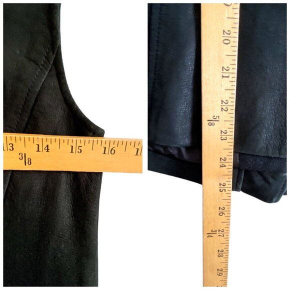 Rebecca Taylor Black Lamb Leather Moto Vest with Wool‎ Lapel, Size XS - Picture 15 of 15